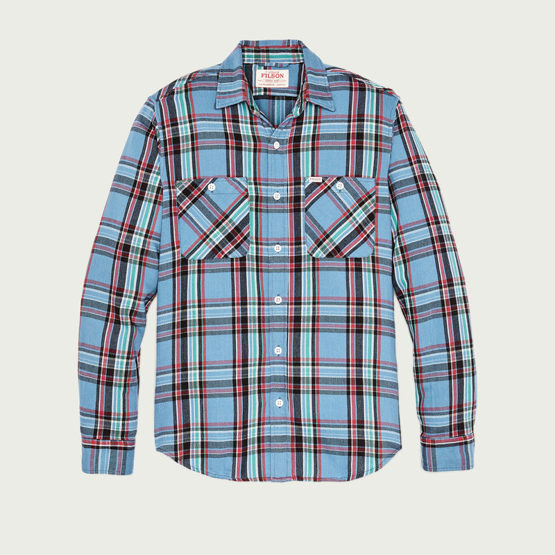 The rangeland flannel shirt di Filson | Light blue / red plaid (Blue)
