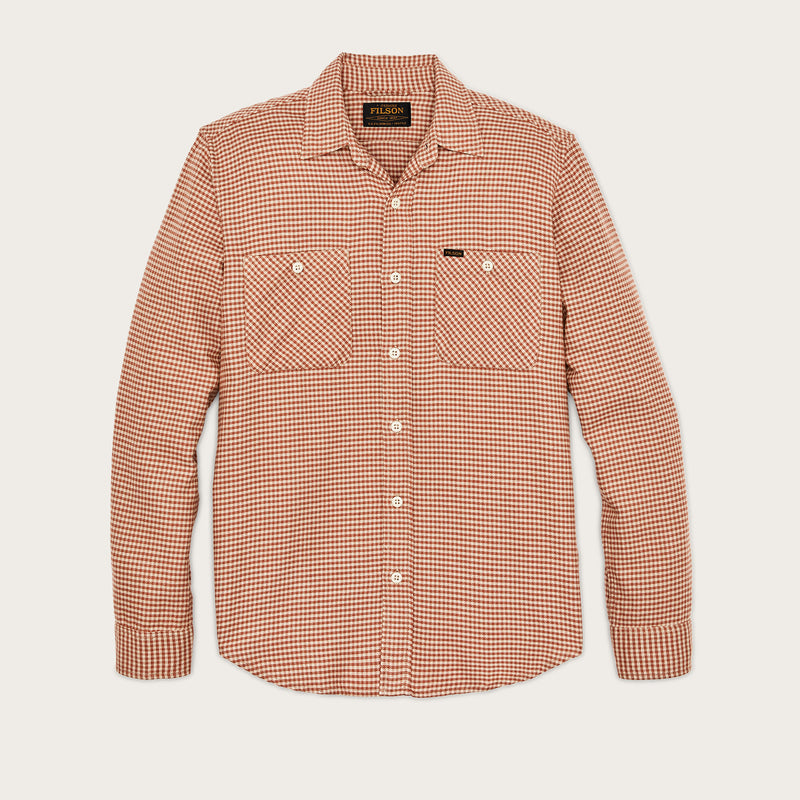 The rangeland flannel shirt di Filson | Salmon / oat houndstooth (Orange)