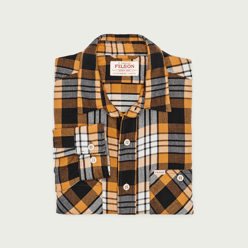 The rangeland flannel shirt di Filson | Yellow / faded black plaid (Orange)