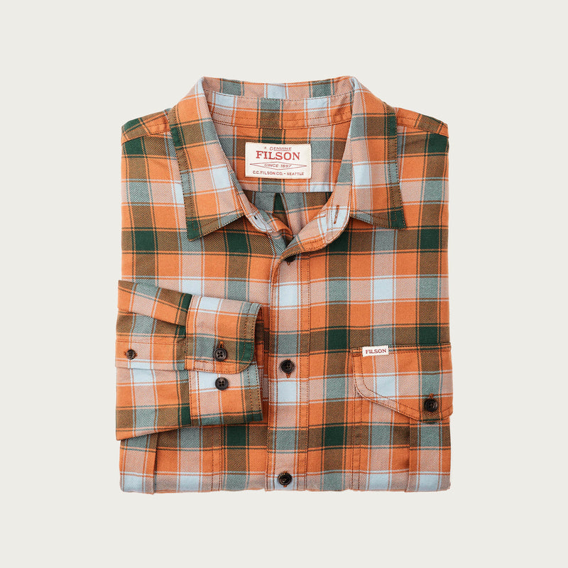 Lightweight alaskan guide shirt par Filson | Clay / blue / multi plaid (Orange)