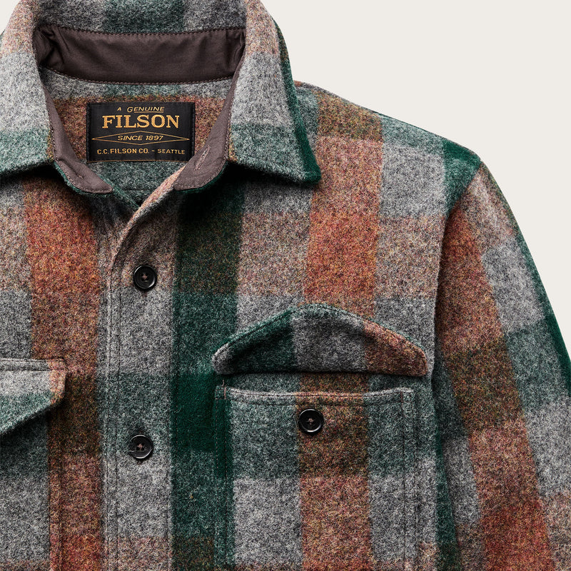 Surchemise jac-shirt en laine mackinaw par Filson | Green / orange / gra (Multicolor)