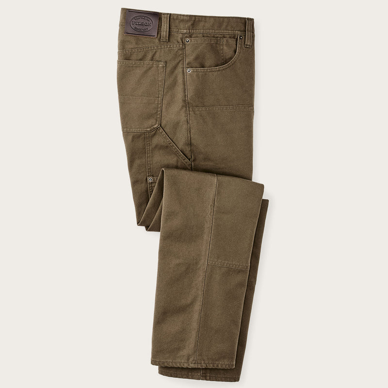 Pantaloni reversibili in tin cloth idrorepellente di Filson | Marsh olive (Brown)