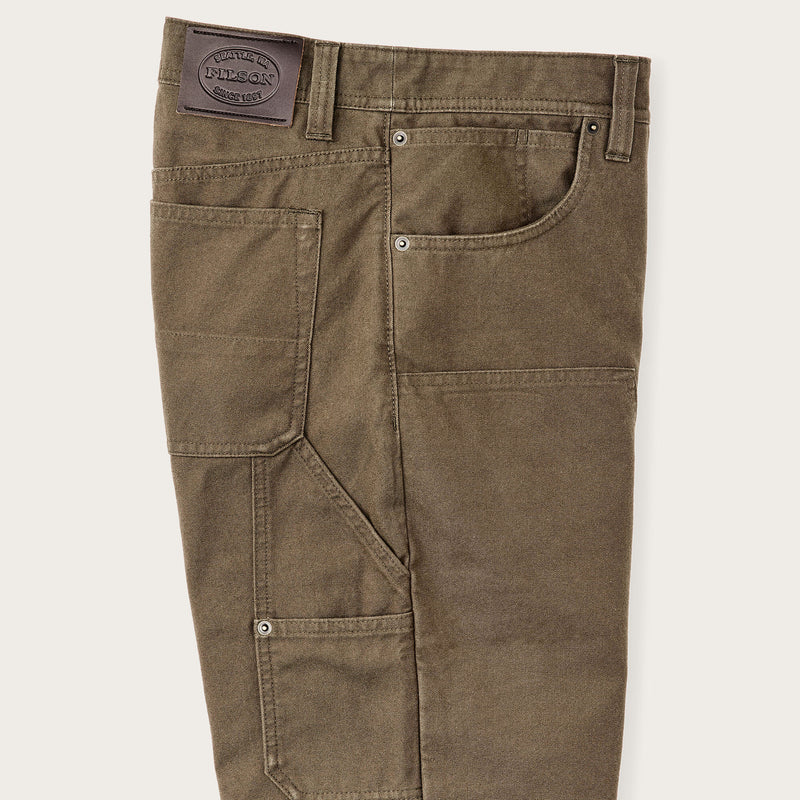 Pantaloni reversibili in tin cloth idrorepellente di Filson | Marsh olive (Brown)
