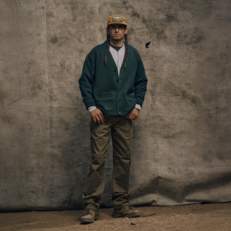 Pantaloni reversibili in tin cloth idrorepellente di Filson | Marsh olive (Brown)