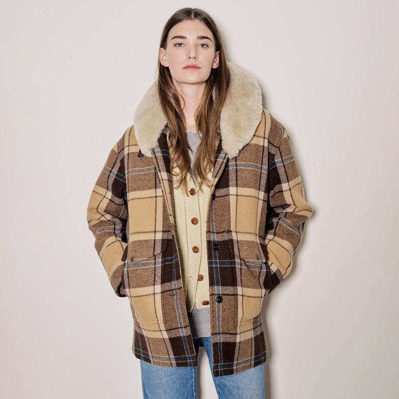 Women's lined wool packer coat par Filson | Cream brown (Beige)