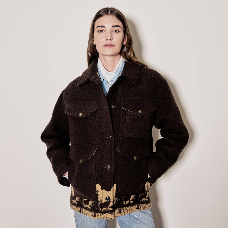 Women's jacquard wool cruiser jacket par Filson | Brown khaki m (Brown)