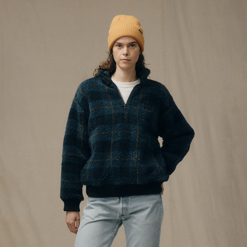 Pile fleece popover für damen von Filson | Blue / black plaid (Blue)
