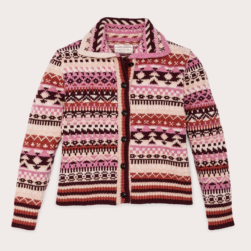 Women's fair isle cardigan par Filson | Burgundycream (Multicolour)