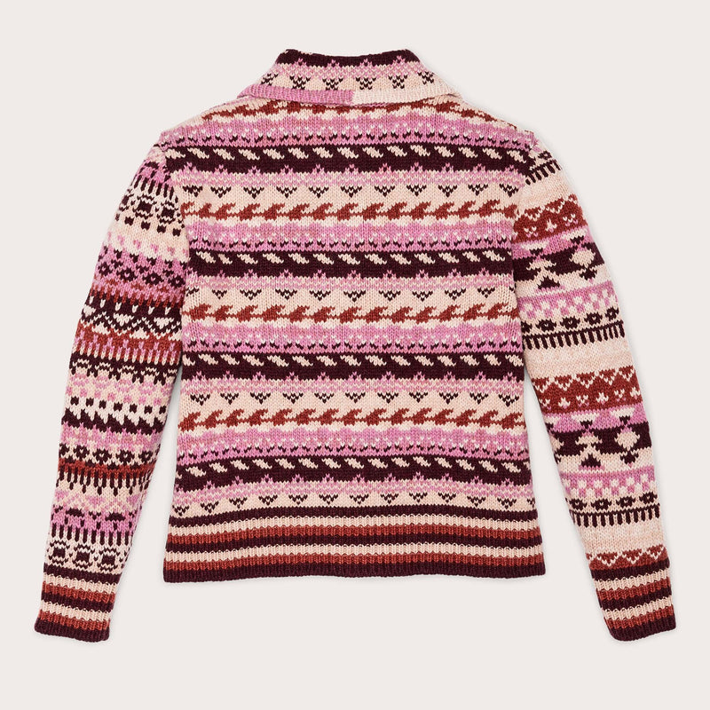 Women's fair isle cardigan par Filson | Burgundycream (Multicolour)