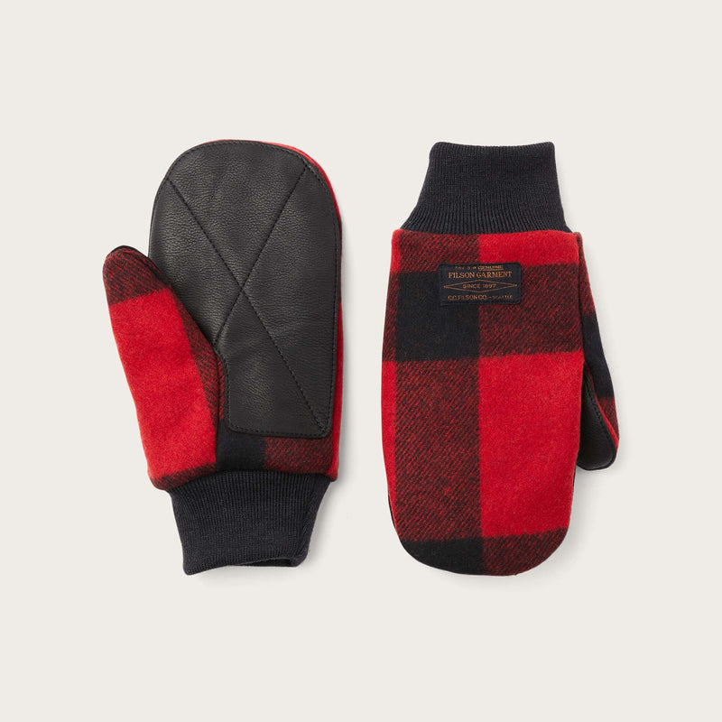 Leather palm mackinaw wool mittens von Filson | Red / black plaid (Red)