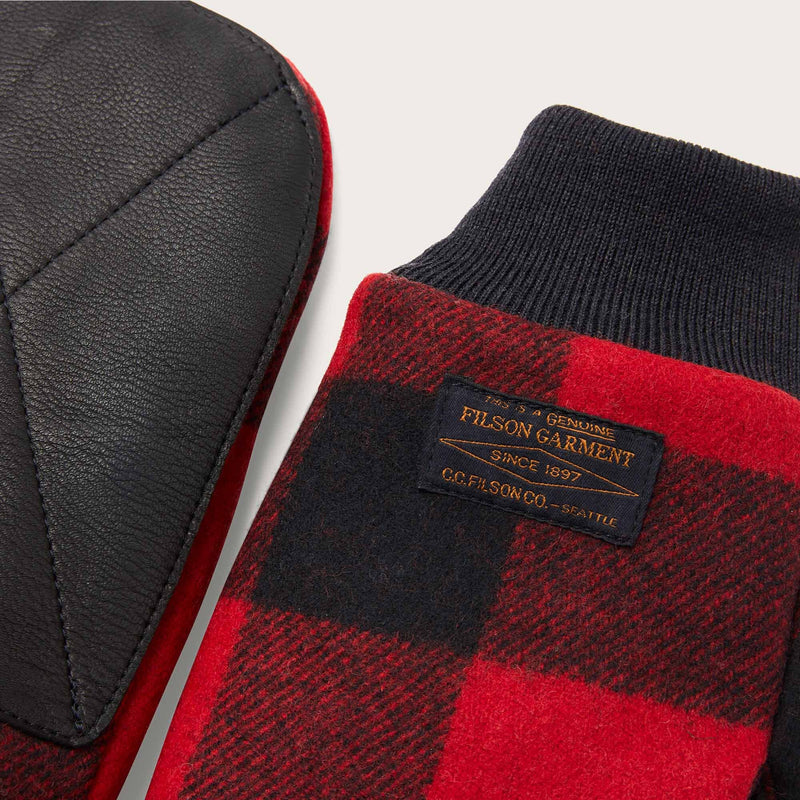 Leather palm mackinaw wool mittens von Filson | Red / black plaid (Red)