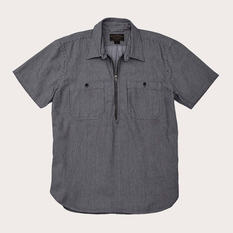 Short sleeve mechanic shirt par Filson | Navy/ gray hickory stripe (Grey)