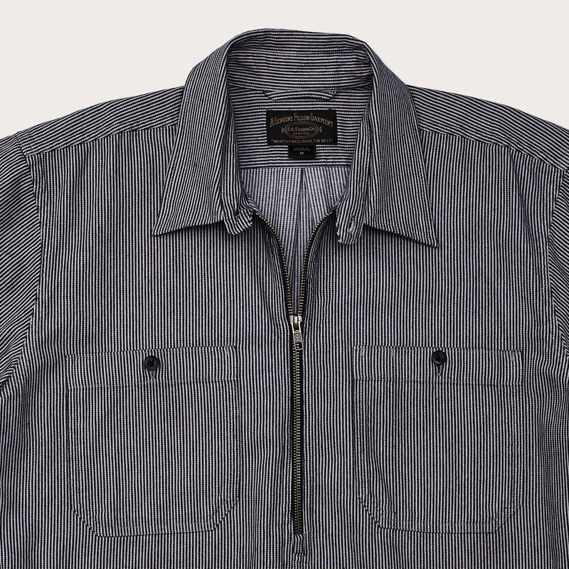Short sleeve mechanic shirt par Filson | Navy/ gray hickory stripe (Grey)