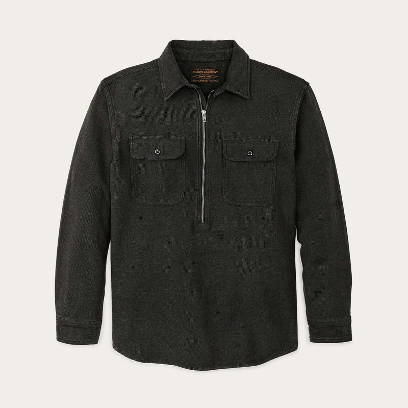 Vintage flannel quarter zip shirt par Filson | Olive / faded black (Green)