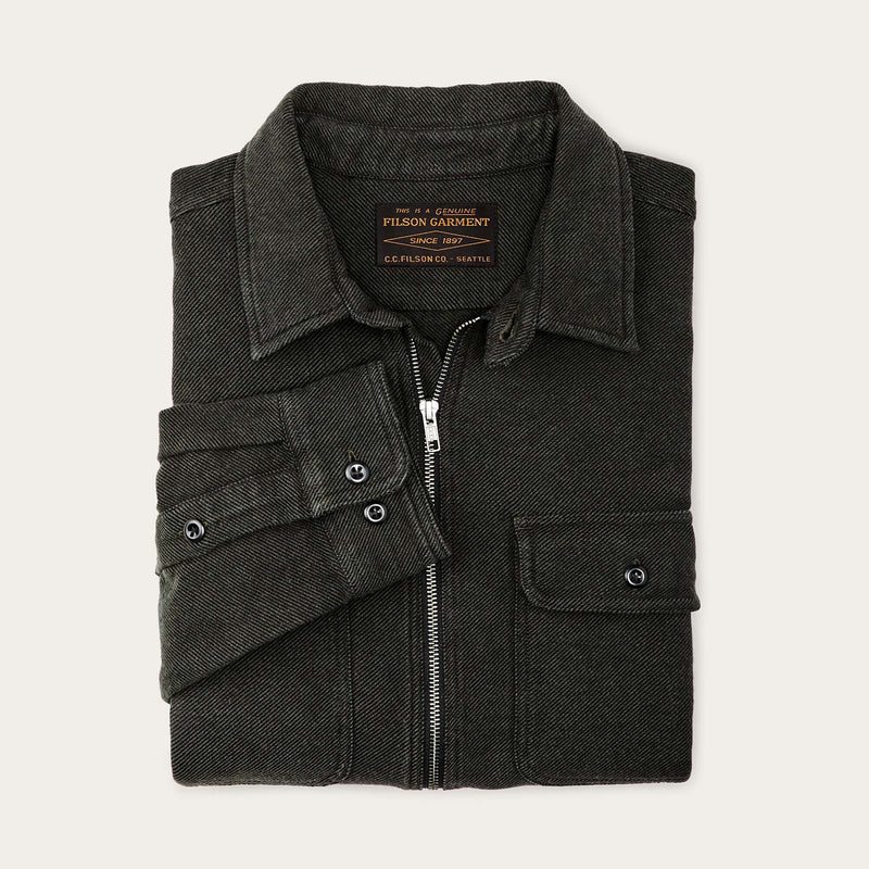 Vintage flannel quarter zip shirt par Filson | Olive / faded black (Green)