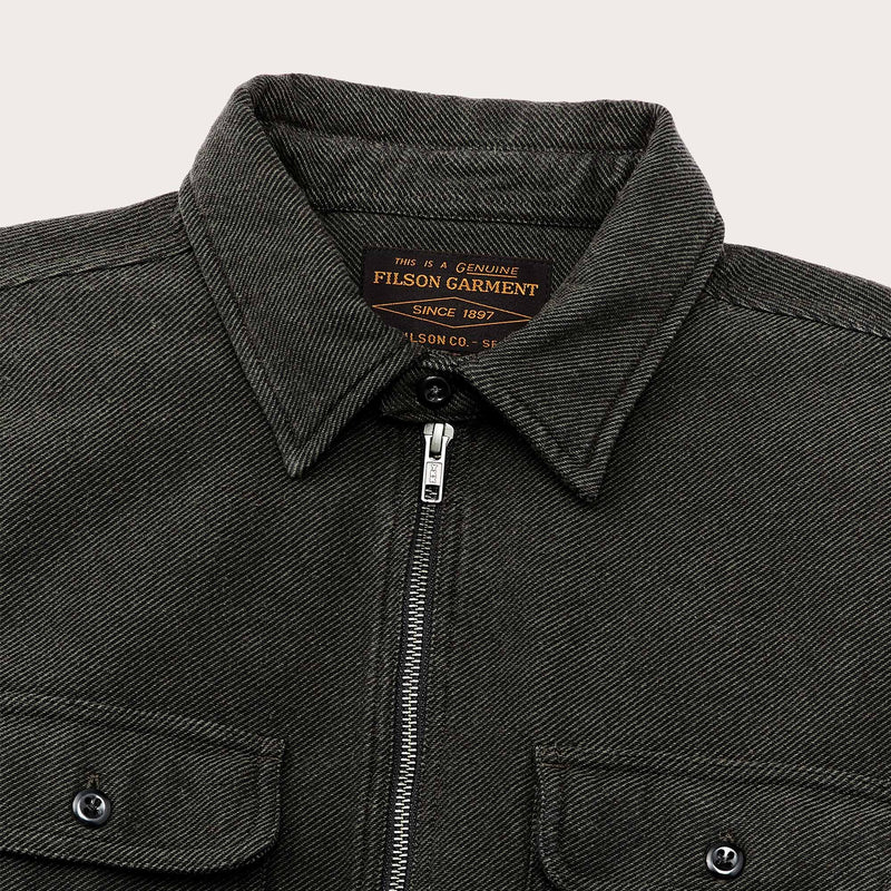 Vintage flannel quarter zip shirt par Filson | Olive / faded black (Green)