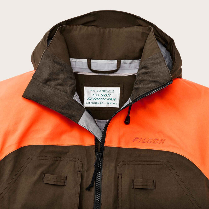 3-layer field jacket di Filson | Dark tan / blaze orange (Orange)