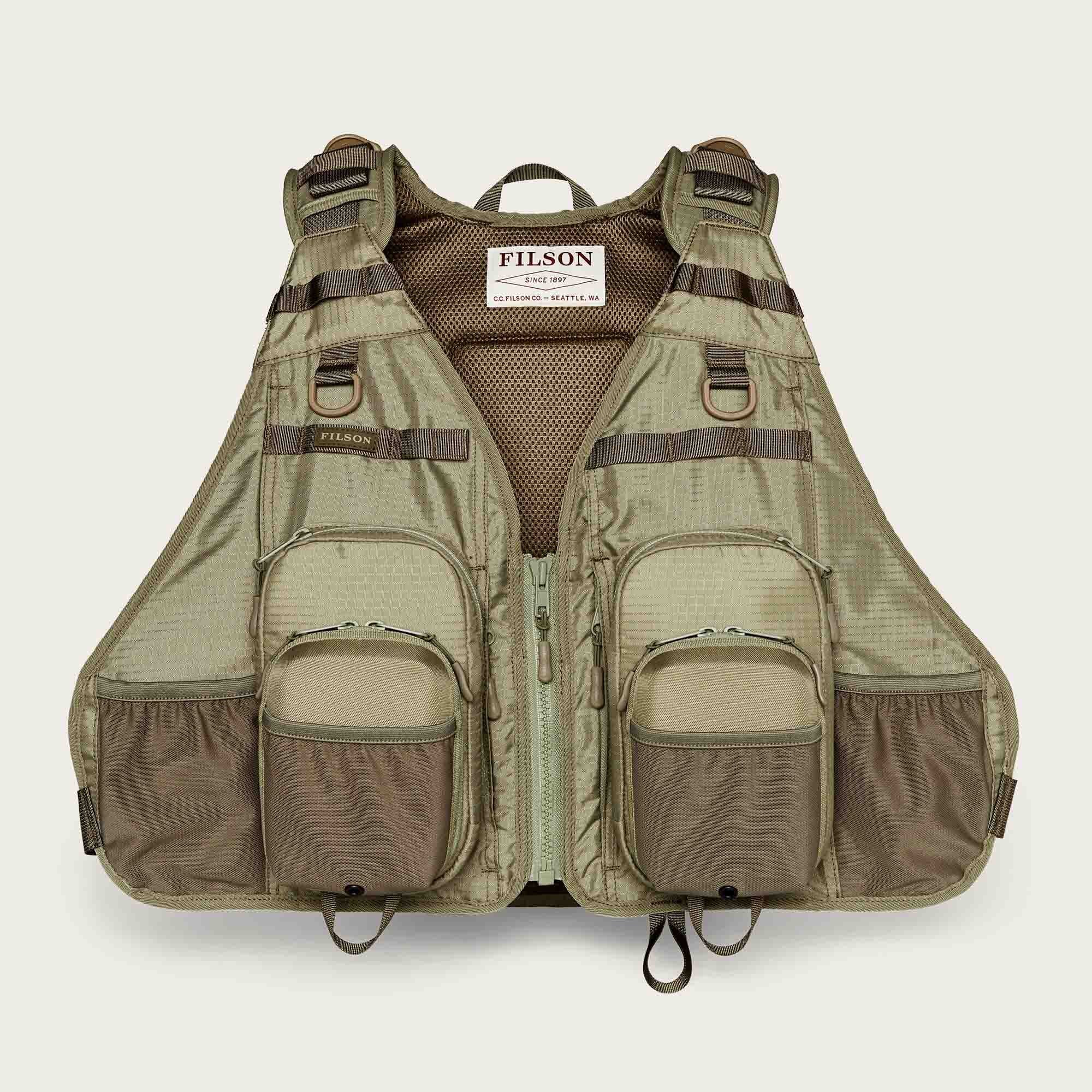 ウェア FILSON Fishing Guide Vest Vintage Olive Fishing guide vest by Filson | Vintage olive (Green)