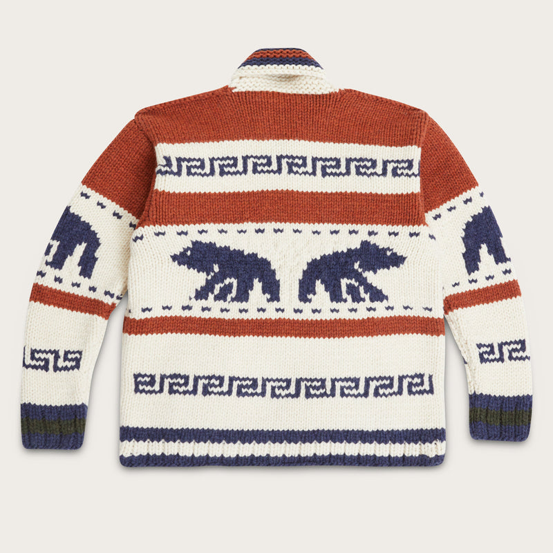 Hand-knit cardigan par Filson | White/orange/blue/green (Multicolour)