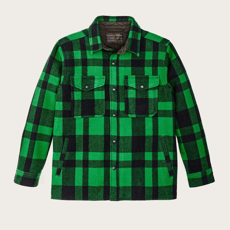 Lined mackinaw wool jac-shirt par Filson | Acid green / black heritage plaid x (Green)