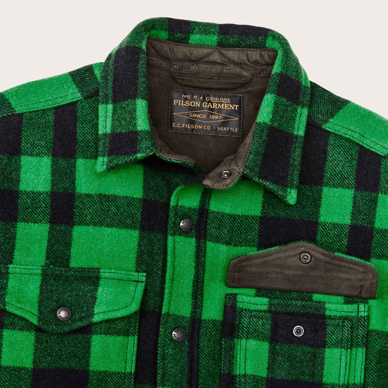 Lined mackinaw wool jac-shirt par Filson | Acid green / black heritage plaid x (Green)