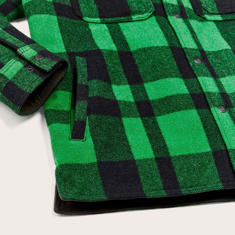 Lined mackinaw wool jac-shirt par Filson | Acid green / black heritage plaid x (Green)