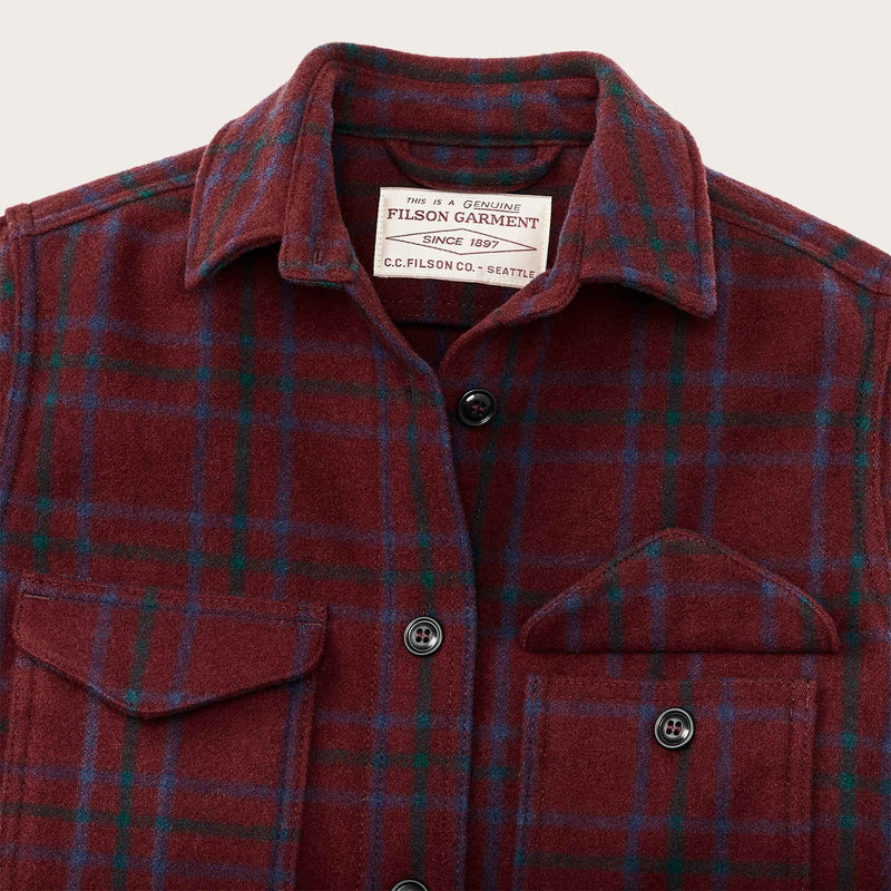 Women's wool jac-shirt von Filson | Deep red blue green (Red)