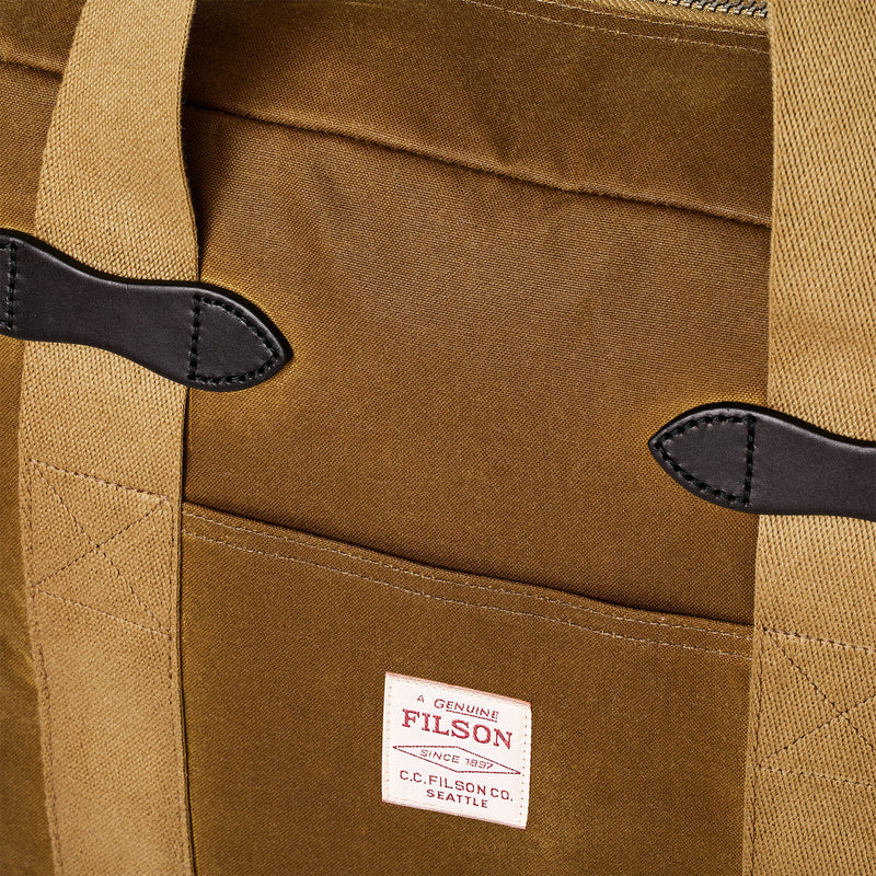 Tin cloth zipper tote bag by Filson | Dark tan (Brown)