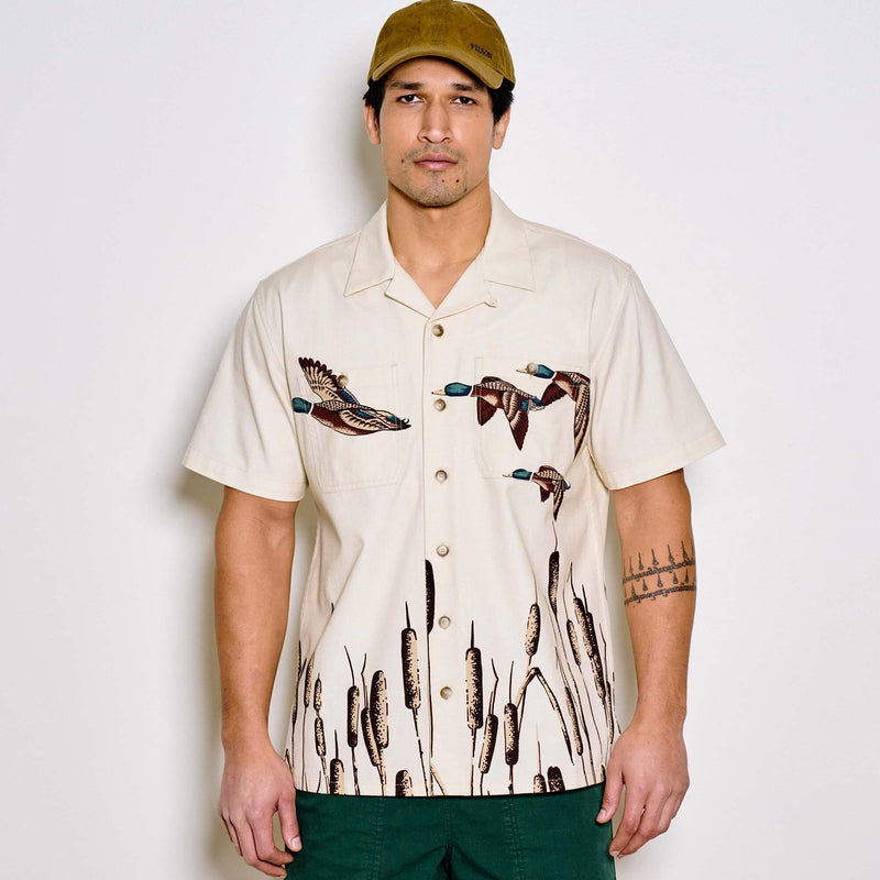 Rustic short sleeve camp shirt by Filson | Natural / mallard (Multicolor)