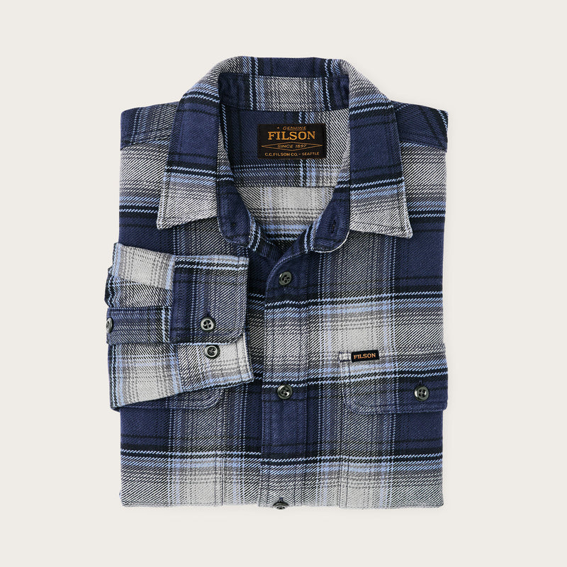 Camicia da lavoro in flanella vintage di Filson | Light blue / navy pl (Blue)
