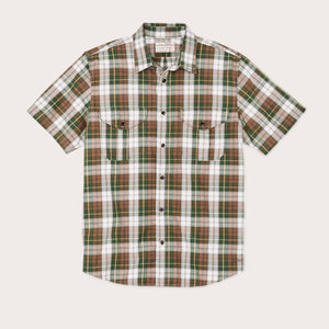 Short sleeve lightweight alaskan guide shirt di Filson | Green / white / brown plaid (Multicolor)