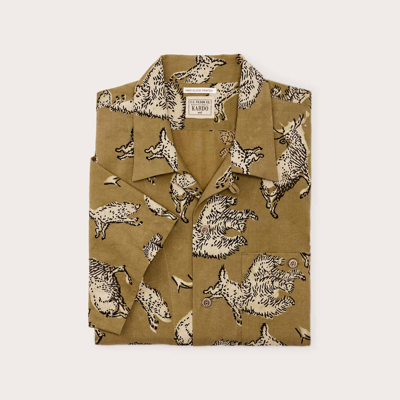 Handprinted camp shirt by Filson | Wildlife print (Beige)