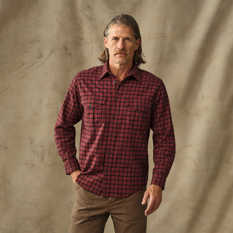 Lightweight alaskan guide shirt by Filson | Port / black plaid (Red)