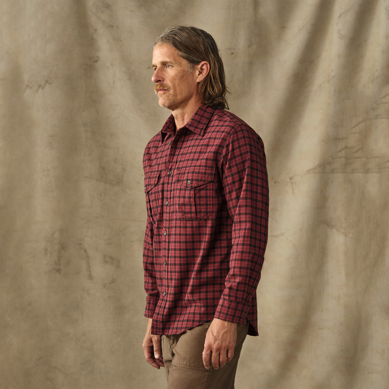 Lightweight alaskan guide shirt by Filson | Port / black plaid (Red)