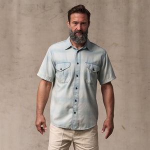 Short sleeve lightweight alaskan guide shirt par Filson | Indigo plaid (Blue)