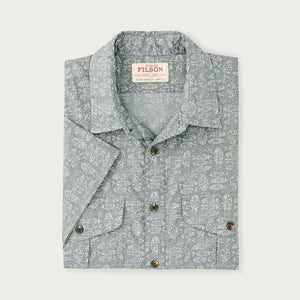 Filson's washed short sleeve feather cloth shirt par Filson | Khaki / print (Green)