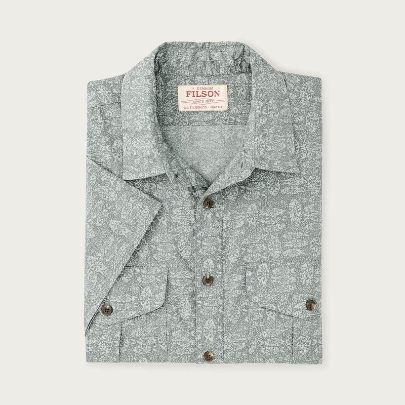 Filson's washed short sleeve feather cloth shirt par Filson | Khaki / print (Green)