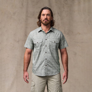 Filson's washed short sleeve feather cloth shirt par Filson | Khaki / print (Green)