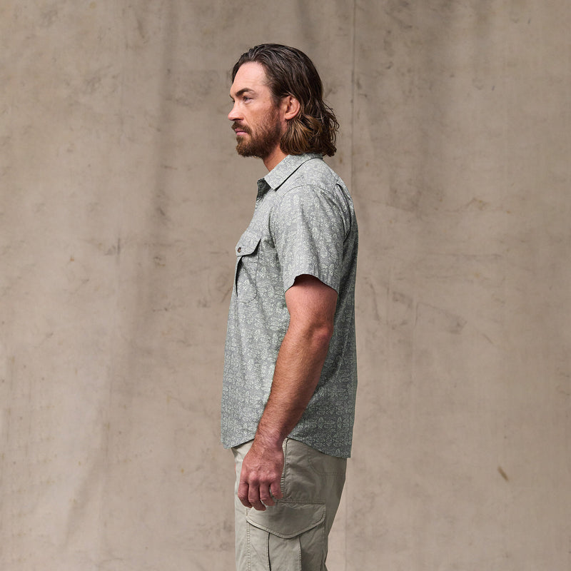 Filson's washed short sleeve feather cloth shirt par Filson | Khaki / print (Green)