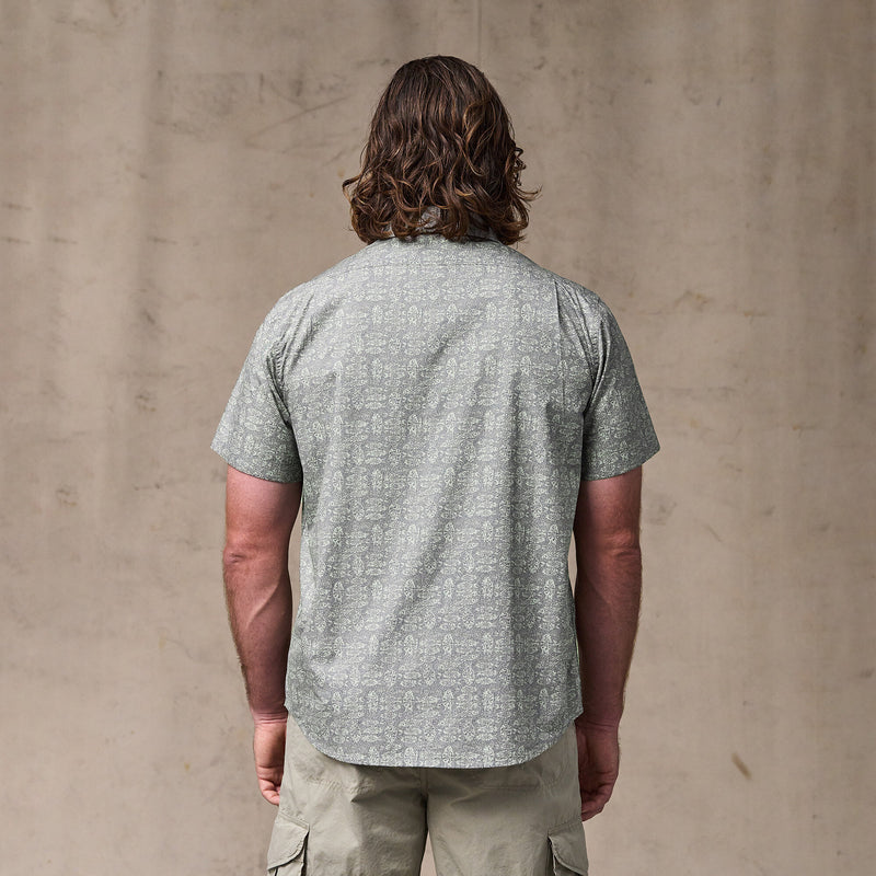 Filson's washed short sleeve feather cloth shirt par Filson | Khaki / print (Green)