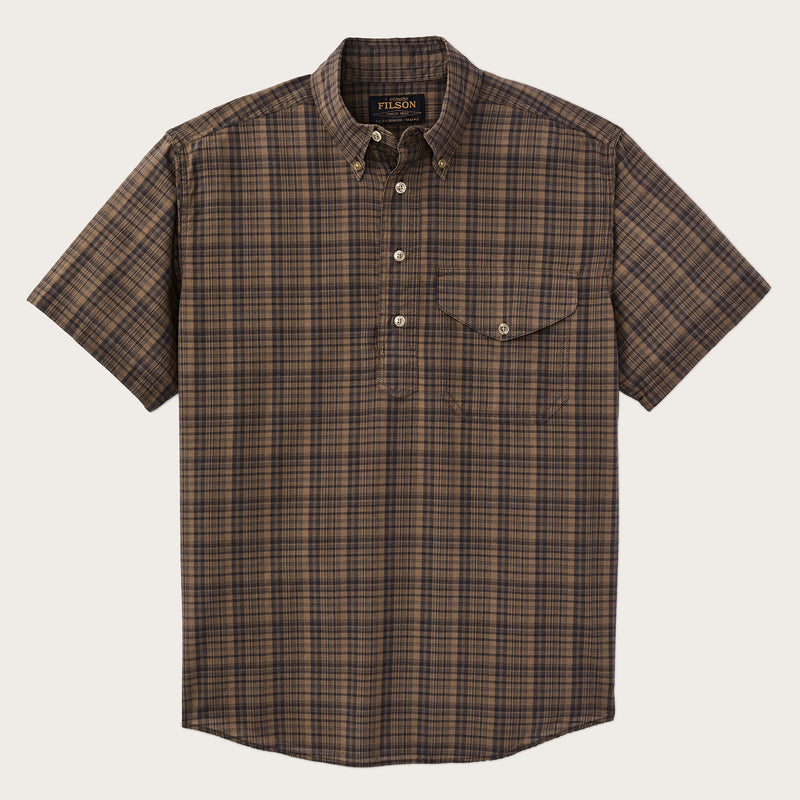Short sleeve madras popover shirt par Filson | Brown / olive plaid (Brown)
