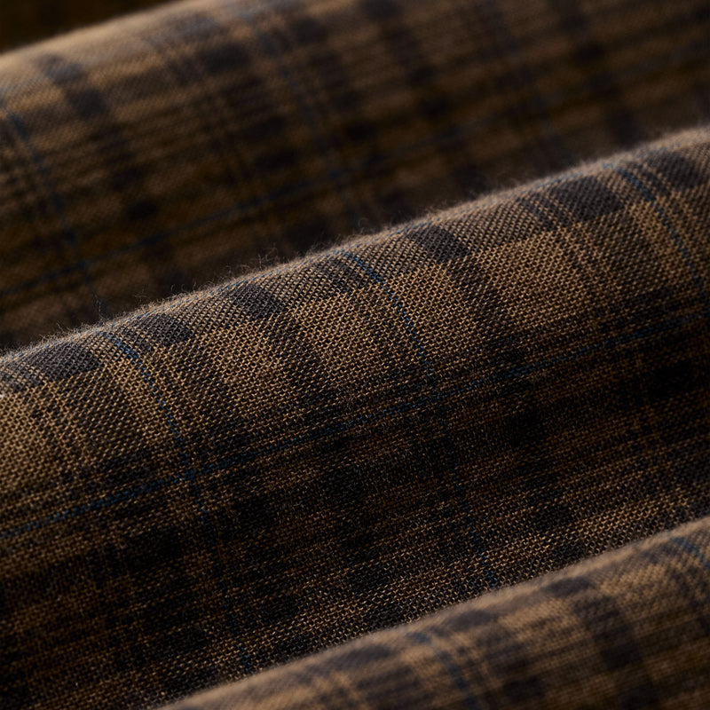 Short sleeve madras popover shirt par Filson | Brown / olive plaid (Brown)