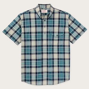 Short sleeve madras popover shirt par Filson | Gray / teal multi (Blue)