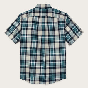 Short sleeve madras popover shirt par Filson | Gray / teal multi (Blue)