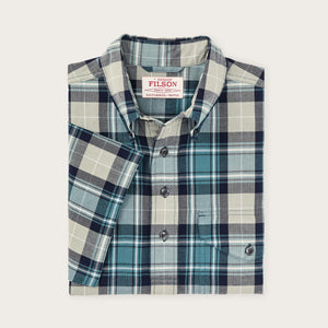 Short sleeve madras popover shirt par Filson | Gray / teal multi (Blue)