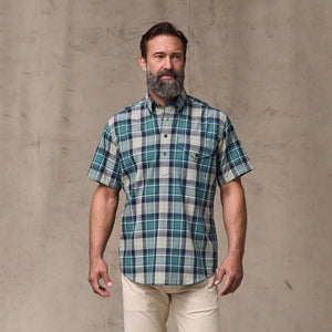 Short sleeve madras popover shirt par Filson | Gray / teal multi (Blue)