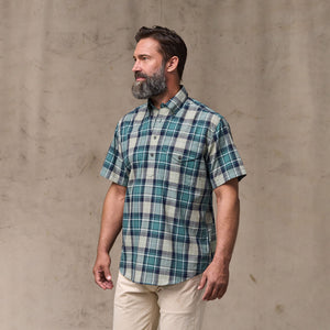 Short sleeve madras popover shirt par Filson | Gray / teal multi (Blue)