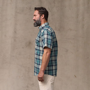Short sleeve madras popover shirt par Filson | Gray / teal multi (Blue)