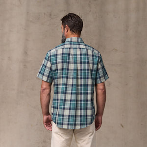 Short sleeve madras popover shirt par Filson | Gray / teal multi (Blue)