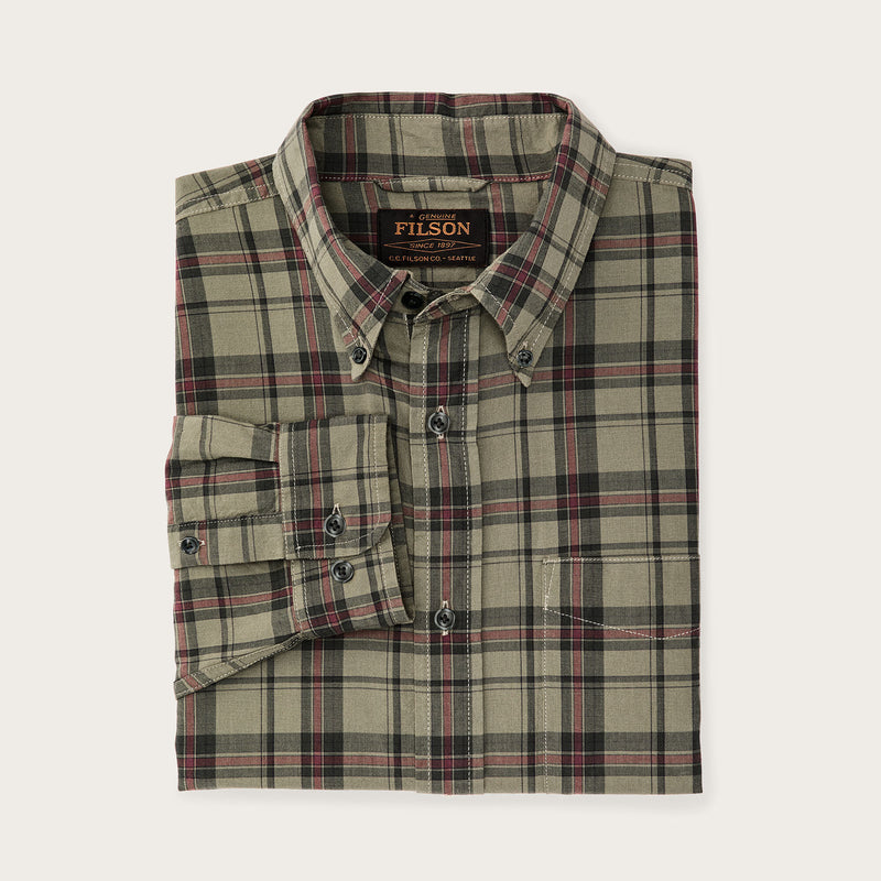 Madras button-down shirt par Filson | Olive / gravel plaid (Green)